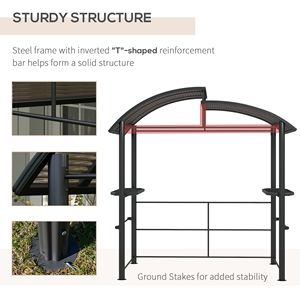 Pergola d'extérieur en aluminium avec toit ventilé en polycarbonate 8x5, abri de jardin avec étagères latérales pour grillades et pergola - Product Image 6