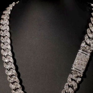 20MM Colorless Moissanite Iced Out Miami <b>Cuban</b> Link <b>Chain</b> Necklace In 925 <b>Silver</b> Hip Hop Heavy Clasp Necklace For Rappers Wear - Product Image 1