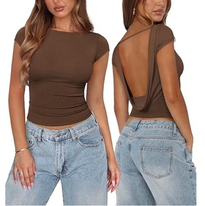 Camiseta deportiva sin mangas para mujer, sexy, con espalda descubierta, para yoga, gimnasio, entrenamiento, fitness, secado rápido, atlética, para correr, blusa hueca. - Product Image 1