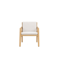 Fauteuil en bois traditionnel avec assise en tissu rembourré et dossier incurvé pour mobilier de salle à manger - Product Image 1