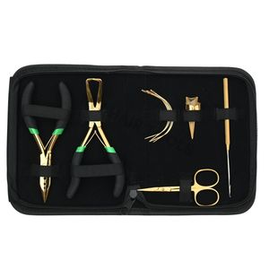 Kit d'outils tout-en-un pour extensions de cheveux noirs, comprenant des pinces pour extensions adhésives, un outil de retrait de perles, des pinces pour extensions de cheveux, des aiguilles courbées et des ciseaux - Product Image 1