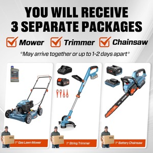 Kit de tronçonneuse sans fil 60V 16 pouces, débroussailleuse à fil 20V 12 pouces et tondeuse à gazon thermique 20 pouces 144cc - Product Image 6