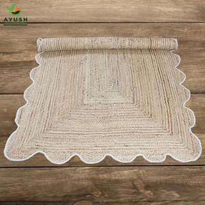 Tapis rectangulaires festonnés doux et légers 120cmx 180cm en fibres de jute torsadées à la main, personnalisables pour l'intérieur et l'extérieur - Product Image 5