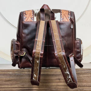 Super September Handcrafted <b>Tooled</b> Cowhide Leather Women's <b>Backpacks</b> Stylish Turquoise stone Soft Handle Travel Luggage Bags - Product Image 5