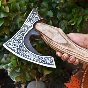 oem custom design hatchet Wooden handle splitting <b>axe</b> Handcrafted firewood hatchet Premium <b>wood</b> splitting tool - Product Image 1