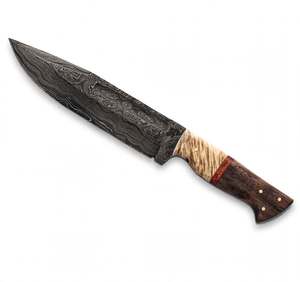 Handcrafted Patterned Steel Long-<b>Profile</b> Utility Craft <b>Tool</b> Mixed Wood Handle Executive Display Piece - Product Image 4