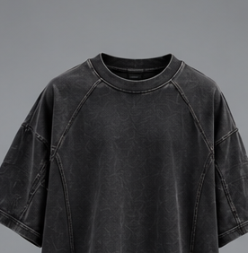 เสื้อยืดโอเวอร์ไซส์สีดำล้างสี แขนสั้น คอกลม ลายดาว สไตล์สตรีทแวร์ สำหรับผู้ชาย - Product Image 2