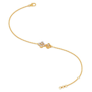 สร้อยข้อมือโซ่ลายดอกไม้รูปโคลเวอร์คู่ประดับเพชร - Product Image 3