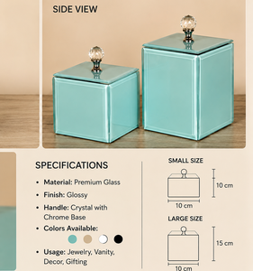 Luxury Bluish Color Mirror <b>Glass</b> Decorative Storage Box Dragonfly <b>Knob</b> Premium Jewelry Vanity Organizer Boxes Home Decor Lacquer - Product Image 4