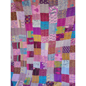 Couvre-lit en patchwork Kantha fait main, couverture réversible en coton, literie pour toutes les saisons, décoration pour la maison et l'hôtel, cadeau pour elle - Product Image 3