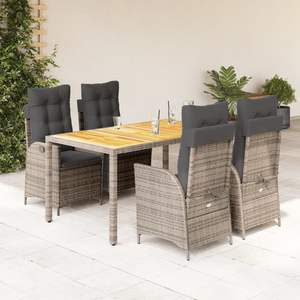 5 pezzi grigio Poly Rattan Patio Set da pranzo con cuscini mobili da esterno durevoli - Product Image 1