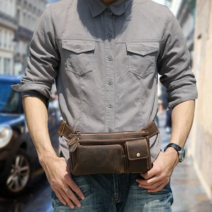 Stylish Real Cowhide Leather Fanny <b>Pack</b> Unisex Zipper Closure Waist Belt <b>Bag</b> Crossbody Hip Travel <b>Bag</b> for Men and Women - Product Image 6