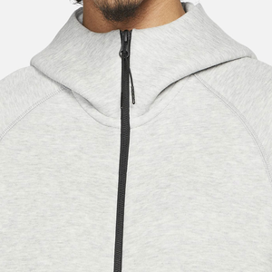 Custom Logo Embroidered Unisex Full Zip Tech Fleece 300g Oversized Hoodies Heavy Cotton Sweatshirts Premium Casual Streetwear - Product Image 3