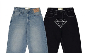 Men's Baggy <b>Jeans</b> Custom Letter Printed Mid Waist Denim <b>Jeans</b> Pockets Embroidery Patch Straight Loose Baggy Japan <b>Button</b> <b>Fly</b> - Product Image 4