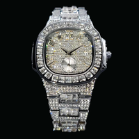 Montre unisexe décontractée à quartz en acier inoxydable avec moissanite 41 mm
