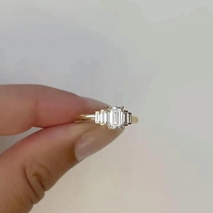 2.50 CT Emerald Cut Lab Grown Diamond Engagement Ring Art Deco Baguette <b>Step</b> Cut 18K Gold Luxury Anniversary Vintage Bridal Ring - Product Image 5
