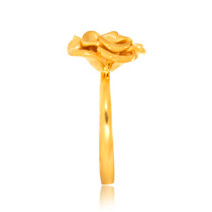 Luxury Gold Flower <b>Ring</b> for Women with Sculpted Rose and Five Petal Floral Design, Elegant <b>Open</b> Band Statement <b>Ring</b> for Fashion - Product Image 3