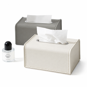 Boîte à mouchoirs en cuir avec logo personnalisé, moderne, imperméable, rectangulaire, pour hôtel, restaurant, bureau, décoration de bureau - Product Image 1