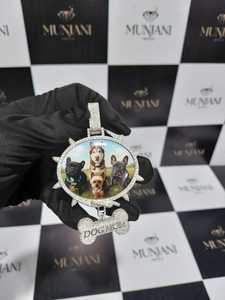 Pendentif photo personnalisé en argent sterling 925 avec moissanite VVS, pendentif commémoratif avec portrait d'animal de compagnie, pendentif pour maman de chien - Product Image 4