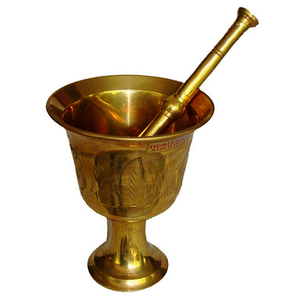 Mortero y pilón de latón de alta calidad con grabado y acabado pulido para moler café y especias manualmente, metal Imam Dasta - Product Image 6
