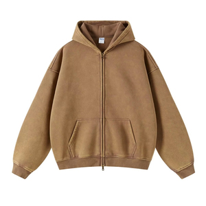 เสื้อฮู้ดดี้แบบสั่งทำพิเศษ 400 กรัม ล้างสีแบบแอซิดวอช ผ้าฟลีซ ทรงวินเทจ ใส่สบาย ระบายอากาศได้ดี สีซีดแบบซันเฟด ดีไซน์ขาดๆ แบบดิสเทรส สำหรับฤดูหนาว 100% ผ้าฝ้าย - Product Image 4
