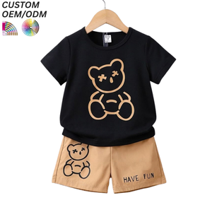 Conjunto de Ropa para Niños Personalizado, 100% Algodón, Estampado Animal, Camiseta y Pantalones Cortos Casuales, Suministro al por Mayor OEM/ODM - Product Image 3