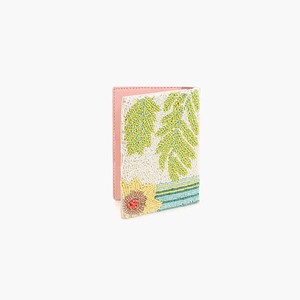 Funda para Pasaporte Hecha a Mano con Cuentas, 100% Algodón, Base Rosa, Motivo Amarillo Limón, Texto AMALFI, Accesorio de Viaje, Plegable para Exteriores - Product Image 1