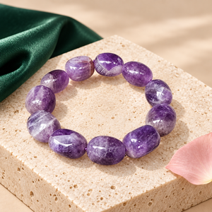 Pulsera Elástica de Amatista Púrpura Natural SoulWise, Brazalete de Gemas Duradero para Uso Diario - Product Image 3