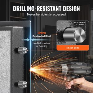 Cassaforte Antincendio a Porta Singola da 3,5 Piedi Cubi con Serratura a Chiave e Password, Luce LED, 2 Ripiani e Portachiavi - Product Image 4