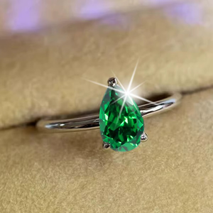 Light Luxury Moissanite <b>Ring</b> 925 <b>Silver</b> 10K Gold <b>Emerald</b> Pear Shaped Moissanite <b>Ring</b> Super Delicate Fashion <b>Ring</b> For Unisex - Product Image 1