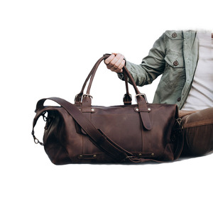 Bolsa de viaje de fin de semana de cuero premium, bolsa de lona de piel auténtica, equipaje de mano, bolsa de noche para hombres y mujeres, para viajes de negocios, bolsa de gimnasio - Product Image 2