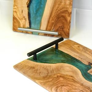 Bandeja Ecológica de Madera Natural y Resina con Asa de Metal, Bandeja de Servicio de Venta Caliente al por Mayor para Uso en el Hogar, Hoteles y Restaurantes - Product Image 6