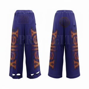 Pantalones Deportivos de Lona de Primera Calidad con Diseño Gráfico Desgastado, Corte Holgado a la Moda, Detalle de Dobladillo Desgarrado, Cómodos, Estampado por Transferencia de Calor - Product Image 6