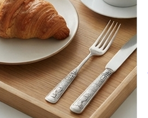 <b>Vintage</b> Silver Plated Metal Flatware Set Knife Fork Matte Finish Dishwasher Safe Wedding <b>Cutlery</b> Home Use - Product Image 5