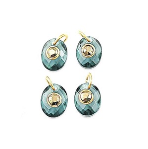 Pendentif ovale double pierre précieuse plaqué or - Breloques faites main DIY en gros - Product Image 6