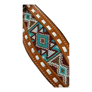 Manaal Enterprises - Juego de Cabezada y Pechopetral de Cuero Genuino Estilo Western con Diseño de Cabeza de Caballo y Cuerda de Amarre, con Hebilla Ajustable para Montar a Caballo - Product Image 3