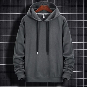 Sudadera Casual de Moda para Hombre, Color Sólido, Holgada, Negra, Manga Larga, Cómoda y Transpirable, Nueva Colección 2025 - Product Image 2
