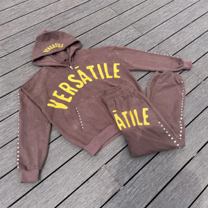 Conjunto de Sudadera con Capucha Ligera de Algodón Personalizada OEM, Ecológica, con Estampado de Diamantes de Imitación, Sudadera con Cierre y Pantalones Holgados con Cordón - Product Image 2