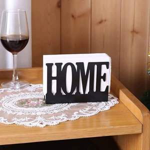 Standing <b>Tissue</b> Box Holder Home Letter Design <b>Black</b> White Decorative Tabletop Napkin Organizer For Home Hotel Table Decor - Product Image 1