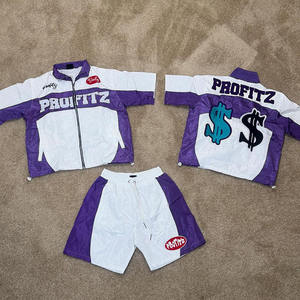 Custom Logo <b>Zip</b> <b>up</b> Nylon Polyester <b>Polo</b> Shirt 2 Piece Set Cargo Shorts Suit Men Windbreaker Tshirts Short Set Tracksuit for Men - Product Image 5