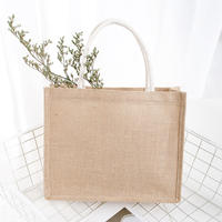 Sac de courses réutilisable en jute rayé grande taille avec poignées en corde et fermeture éclair, couleur naturelle