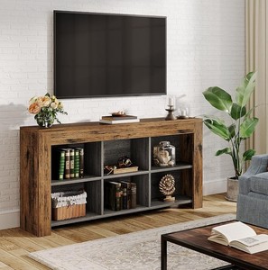 Mesa Consola Rústica de Madera Maciza con Estantes de Almacenamiento para la Entrada o Sala de Estar - Product Image 5