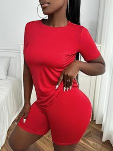 Ensemble décontracté deux pièces pour femme : chemise boutonnée à manches courtes et short au-dessus du genou – Tenue d'été tendance pour le quotidien et les vacances – 100 % coton - Product Image 2