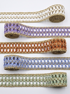 Dentelle ajourée en coton écologique et colorée avec bordure métallique pour la décoration intérieure et les sacs - Product Image 5
