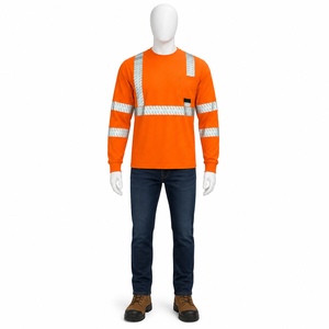 Camiseta de Seguridad Reflectante de Alta Visibilidad al por Mayor, Manga Larga, Fluorescente, para Trabajo de Construcción, Transpirable, con Malla, EPP - Product Image 4