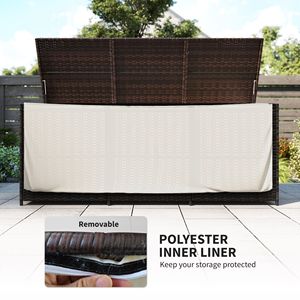 Brown PE Rattan Wicker Deck Box for <b>Outdoor</b> <b>Storage</b> Patio Furniture <b>Cushions</b> Pool Toys Garden Tools - Product Image 5