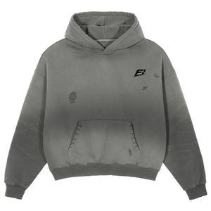 Sudaderas con capucha extragrandes de algodón pesado personalizadas al por mayor con efecto desgastado, forro polar de algodón pesado, bolsillo frontal y hombros caídos, OEM - Product Image 2