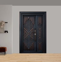 Porte d'entrée extérieure de villa en acier inoxydable découpée CNC, design artisanal sécurisé, étanche, pour cour, fabriquée au Vietnam