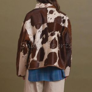 Chaquetas de cuero genuino auténtico para mujer, de piel de vaca auténtica, con cuentas, de lona, impermeables, reversibles, para invierno. - Product Image 2