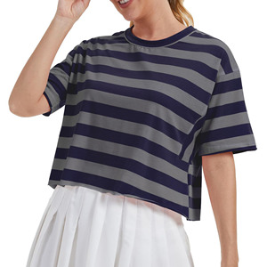 Camiseta de Algodón de Alta Calidad para Mujer, Diseño Personalizado, Estampado Sólido a la Moda, Manga Corta, Corte Regular, Camiseta Corta Personalizada para Mujer - Product Image 5